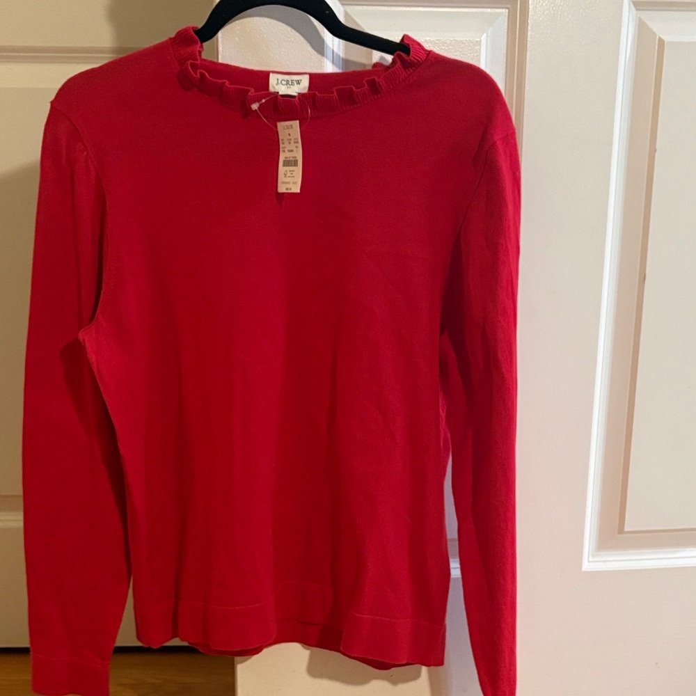 NWT J. Crew Outlet Vibrant Red Knit Long Sleeve Top
